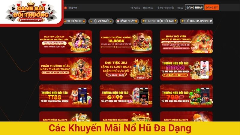 Các khuyến mãi Nổ Hũ đa dạng